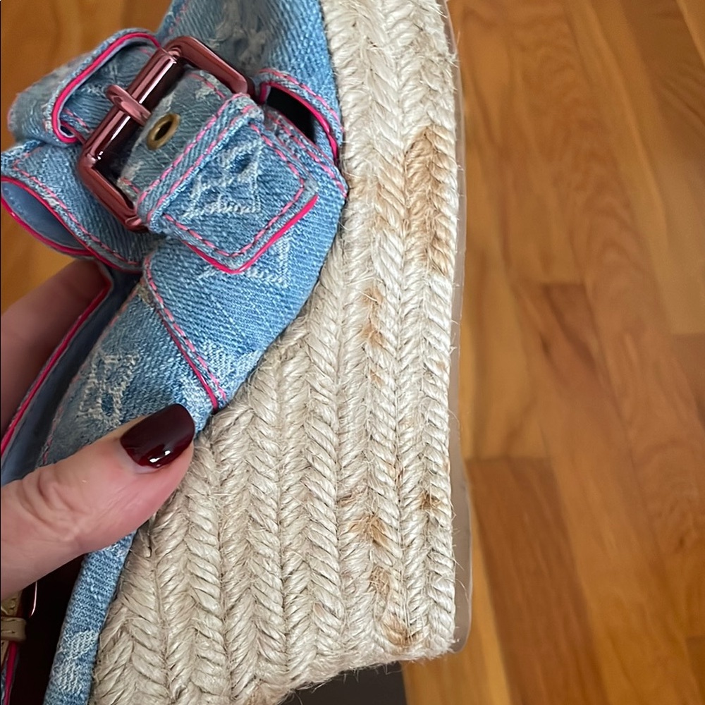 Louis Vuitton Blue Denim Slingback Sandals - Picture 5 of 6